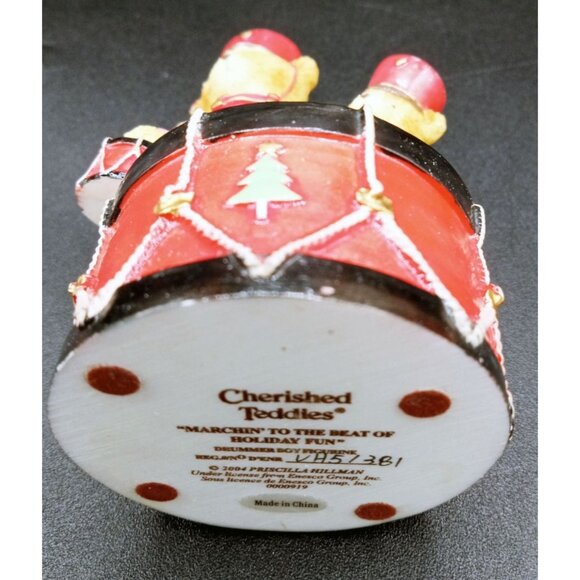 Marching To Beat of Holiday Fun Cherished Teddies Vintage Drummer Boy Bears 2004 - Picture 10 of 15